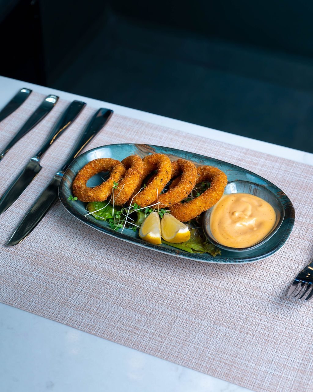 Golden-fried calamari